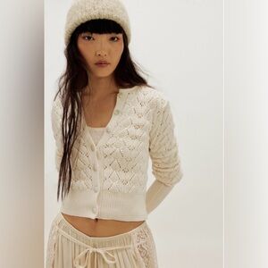 Pretty in Pointelle Cardi NWOT ivory
